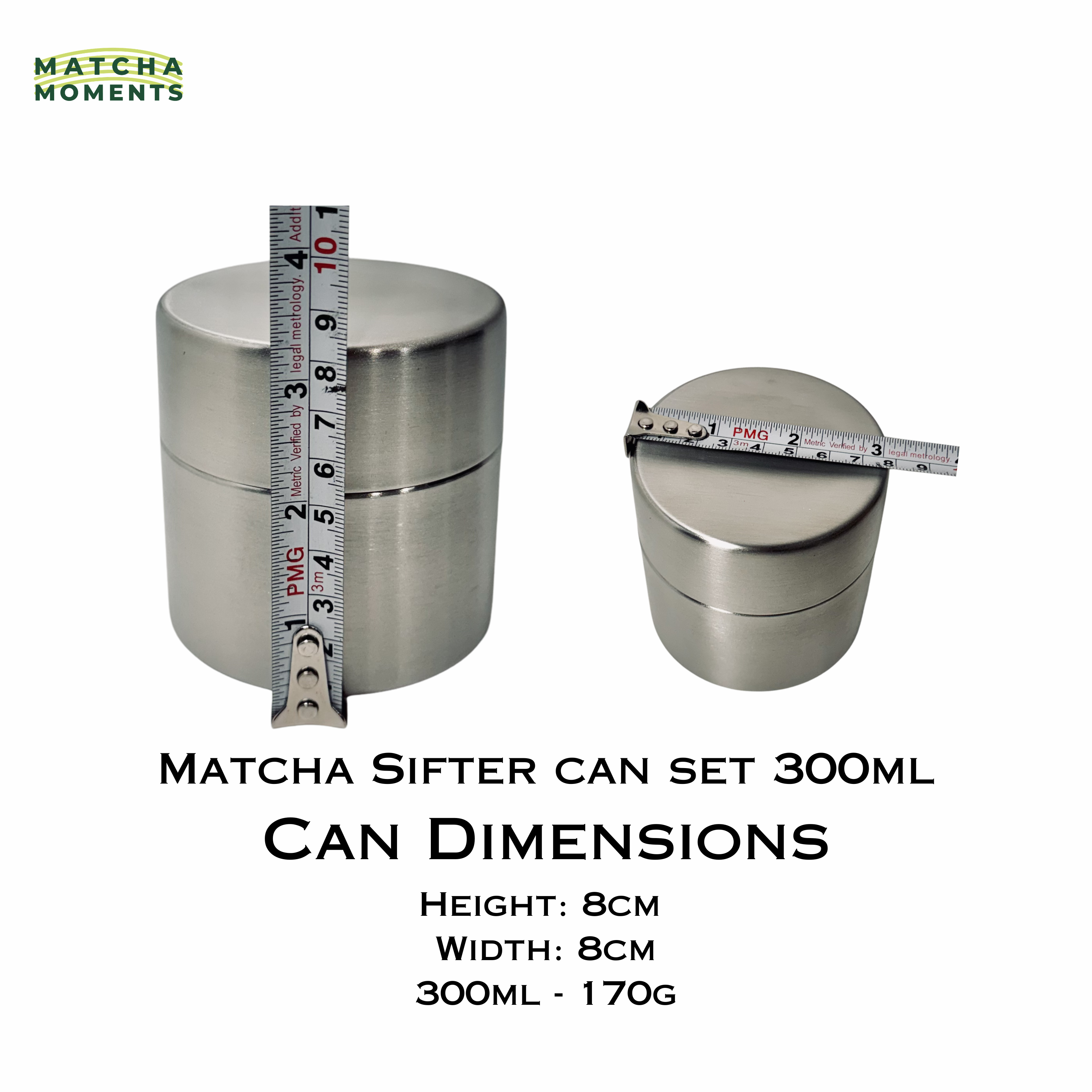 Matcha Sifter Can Stainless Steel Set 600ml 300ml
