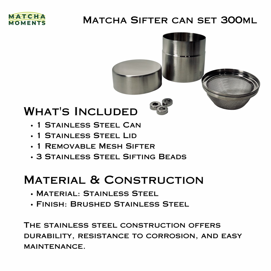 Matcha Sifter Can Stainless Steel Set 600ml 300ml